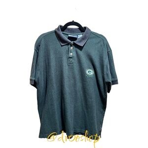 Vintage Men’s Large Logo 7 Green Bay Packers Dark Green Polo Shirt JIT7